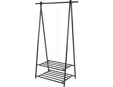 Songmics Floor Clothes & Coat Hanger, with 2 bottom shelves 155 x 41 x 87.5cm, Black