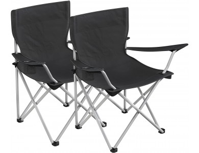Songmics Folding Camping Chairs, Beach Chair / Director Chair with Metal Frame, Cup Holder & Carrying Case, Set of 2