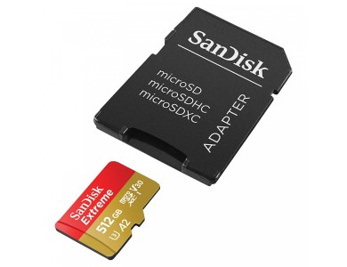 Sandisk Extreme microSDΧC 512GB Class 3 U3 A2 190MB/s with Adapter