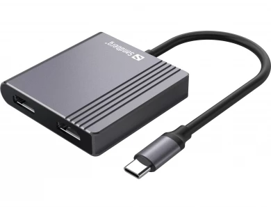 Sandberg 4-1 Aluminum 4-In-1 USB-C Hub Type-C Charging 100W PD with HDMI/4K*2 + USB3.0*1