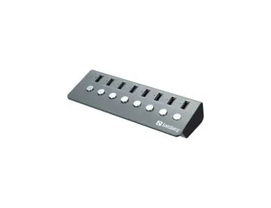 Sandberg Aluminium 8-Port (USB3.0 Data *4 + Smart Charging *4) Data Hub with Individual Switch with Charger