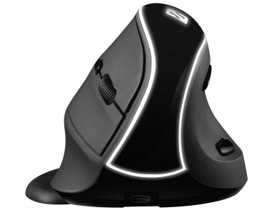 Sandberg Wireless Vertical Ergonomic LED Light Mouse, 1.000-4.200DPI, 6 Keys, 2.4GHz & Arm Rest, Black