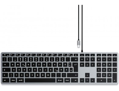 Satechi Slim W3, Aluminum Keyboard (MAC Layout), USB-C Connection, with 3 Brightness Levels, Space Gray