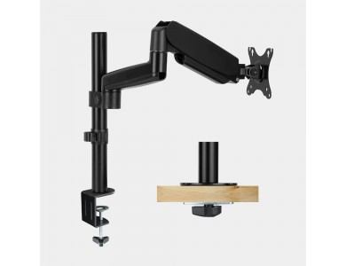 VonHaus Single Arm Desk Mount with Clamp, Pole Full Motion Base For Screens 13”-32”, Gas Spring up to 5kg