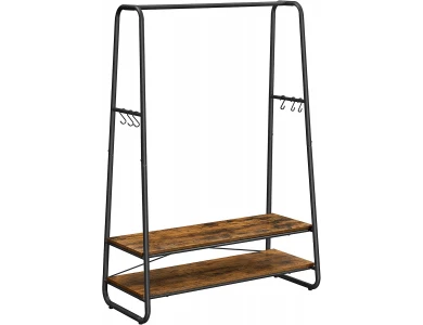 Songmics Industrial Floor Clothes Hanger Heavy Duty, with 2 Lower Shelves in Rustic Style 100 x 45 x 160cm, Black