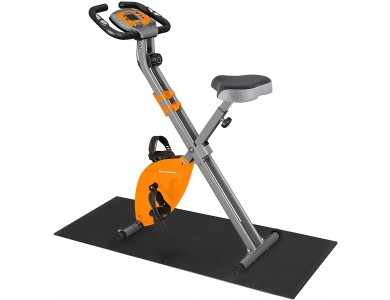 Songmics Magnetic Exercise Bike Upright Folding, Set with Floor Mat