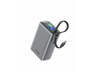 Swissten 25000 100W USB-C Power Bank 25.000mAh με Digital Display & PD3.0 + PPS + SCP + Ενσωματωμένο Καλώδιο Type-C, GREY