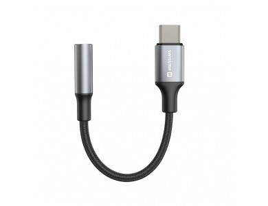 Swissten 3.5mm AUX Female Audio Αντάπτορας σε Type-C 15cm 3.5mm Audio Jack Female to Type-C Male με Νάυλον Ύφανση, Black