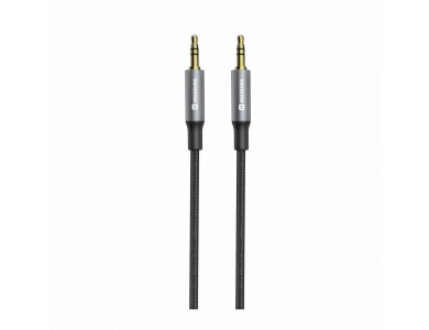 Swissten Audio AUX Καλώδιο 1,5μ. Επιχρυσωμένο με Νάυλον Ύφανση 3.5mm, Black