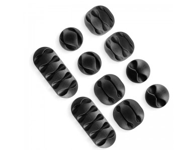 Swissten Cable Organizer Clip Set of 10, with adhesive, Black