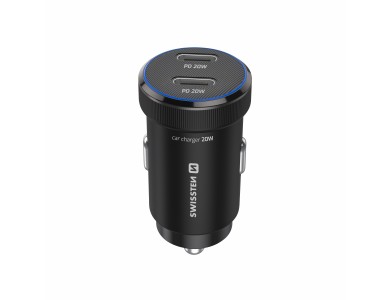 Swissten Car Charger, Φορτιστής Αυτοκινήτου 20W με PD3.0 με 2 Θύρες USB-C + Καλώδιο Type-C, Black