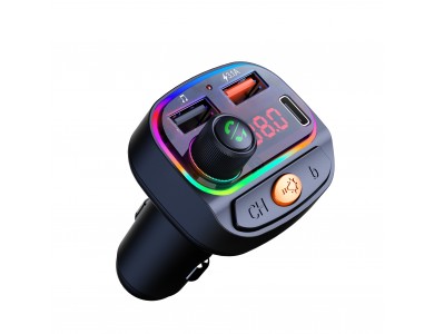 Swissten FM Transmitter Bluetooth 5.3 Handsfree Αυτοκινήτου & Φορτιστής 15W με Οθόνη LED & RGB LED Φωτισμό & 2 USB