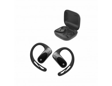 Swissten Run Bluetooth 5.4 Ακουστικά Open-Ear με Αντοχή στον Ιδρώτα IP54 & Υποστήριξη AAC, Black