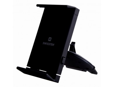 Swissten S-GRIP T1-CD1 Βάση Κινητού και Tablet, Προσαρμόζεται στο CD του Αυτοκινήτου, με Ρυθμιζόμενα Άγκιστρα, Black