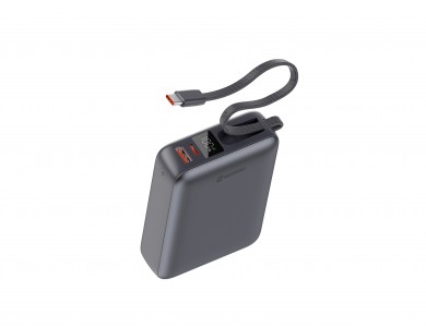 Swissten Space Power Bank 20.000mAh, 45W, με Θύρες USB-A, USB-C & Ενσωματωμένο Καλώδιο USB-C, Black