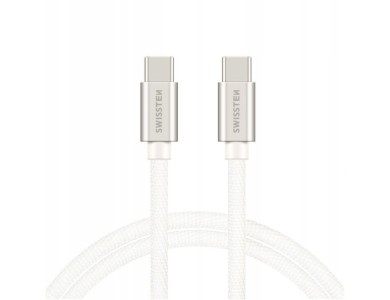 Swissten Textile USB-C Cable, Καλώδιο USB-C σε USB-C 60W, 3μ., Silver