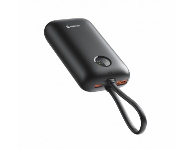 Swissten Voltbox 10000 USB-C PD 35W Power Bank 10.000mAh με 2 Built-in Καλώδια (Type-C / Lightning) & LED Οθόνη, Black