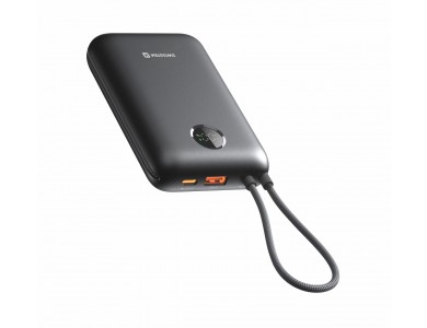 Swissten Voltbox 20000 USB-C PD 35W Power Bank 20.000mAh με 2 Built-in Καλώδια (Type-C / Lightning) & LED Οθόνη, Black