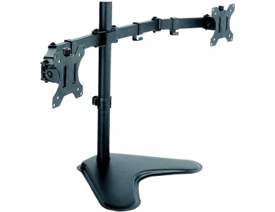 Techly Dual Arm Desk Mount με βάση, Βάση για 2 Οθόνες 13”-32”, έως 16kg, Επικλινόμενη & Περιστρεφόμενη