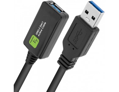 Techly SuperSpeed+ USB 3.2 5Gbps Active Repeater Cable 5m. Extension Cable with Signal Amplifier, USB-A Extender