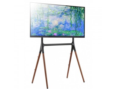 Techly Walnut Design TV Floor Stand, Floor TV Stand up to 70" and 40kg, Black