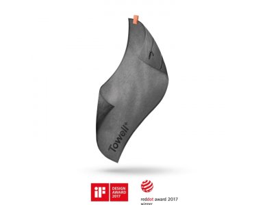 Stryve Towell + The Original Sports Towel, Fitness Towel with Magnetic Clip & Storage Pocket, Platinum Gray