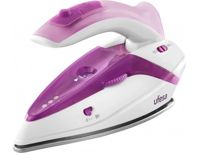 UFESA PV0500 Travel Steam Iron, 1100 W Maximum, With Folding Handle, White Purple