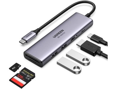 Ugreen 6-in-1 USB-C Data Hub with 4K@60Hz HDMI + 2*USB3.0 Ports + SD/Micro SD Card reader + 100W PD Charging - 60384