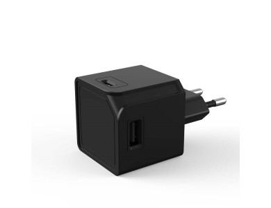Allocacoc PowerCube | USBcube Original Φορτιστής Πρίζας 2xUSB-A + 2xUSB-C Θυρών, Μαύρος