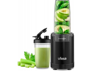 Ufesa Nutriboom BS2500 900W Multifunctional Blender with Cups 0.8L + 0.5L, Grinder & 2 Lids, Black