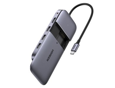 Ugreen 6-in-1 USB-C Data Hub HDMI/4K@60Hz + USB3.1 Gen2 10Gbps *3 + M.2 NGFF SSD Enclosure + 100W PD Charging - 70449