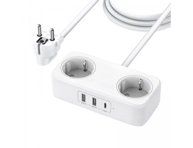 Ugreen DigiNest 2-outlet Power Strip, with Type-C 30W PD/PPS & 2 USB FCB/QC3.0 ports, White