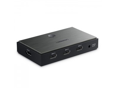 Ugreen HDMI 3-1 Switch 4K@60Hz HDCP 2.2, Για αναμετάδοση 3 πηγών σε 1 Οθόνη, Dolby 7.1 Support, 40m. Αναμετάδοση 1080p με Remote