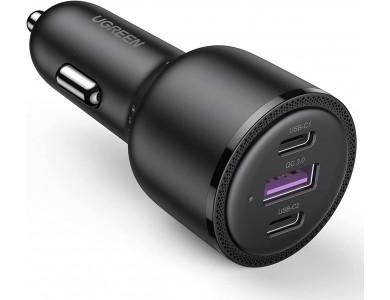 Ugreen Hi-Power 69W 3-Port USB Car Charger, Power Delivery / QC 3.0 / FCP
