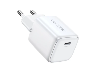 Ugreen Nexode Mini PD Fast Charger, Φορτιστής πρίζας 30W GaN με Power Delivery, PPS, Quick Charge 4.0, FCP, AFC, White