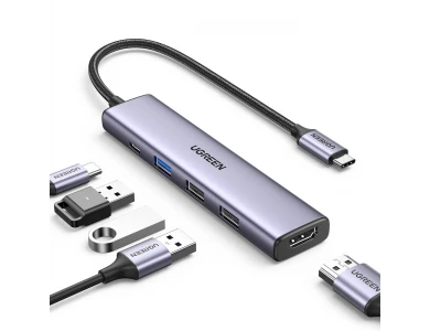 Ugreen Revodok 5-in-1 USB C Data Hub - 1*HDMI/4K + USB-A3.0 + 2*USB-A2.0 + 1*100W PD Charging