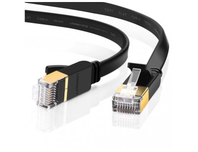 Ugreen U/FTP Cat.7 Καλώδιο Ethernet Flat 15μ., Μαύρο - 11266