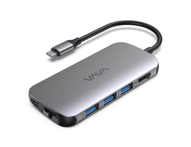 VAVA 8-in-1 Premium USB C Data Hub - HDMI/4K + Gbps LAN + USB*3 + SD/Micro SD Card reader + 100W PD Charging  - VA-UC006