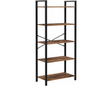 VASAGLE Bookshelf 5 Tier, Rustic Brown, 66 x 30 x 153cm