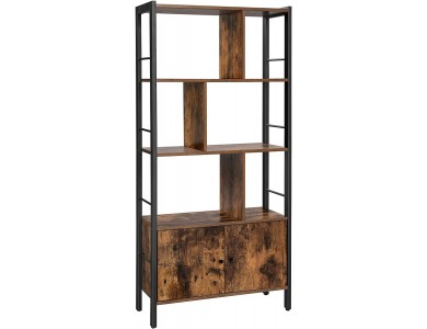 VASAGLE Bookshelf/ Storage Shelf with 4 Shelves & Drawer in Rustic Style 74 x 30 x 154.5cm