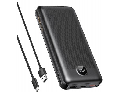 VEEKTOMX L30 30000 PD 20W USB-C Power Bank 30,000mAh Power Delivery & QC3.0, Black