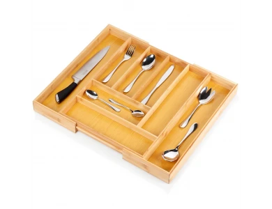Vilde Premium Drawer Organizer, Επεκτεινόμενη βάση τοποθέτησης μαχαιροπίρουνων (6-8 διαμερισμάτων) από Μπαμπού, 35-55 x 45 x 5cm