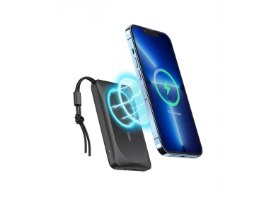 Veger MagOn 10K, Μαγνητικό Power Bank 10.000mAh Ασύρματης Φόρτισης 15W για iPhone, Μαύρο