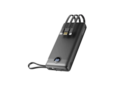 Veger VP2047 20000 USB-C Power Bank 20.000mAh με 4 Built-in Καλώδια (Micro USB / Type-C / USB-A / Lightning), Μαύρο