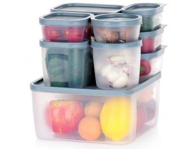 Vilde 10 Food Containers with Lids & Airtight Closure BPA-Free, Various Sizes from 175ml to 3500ml Set of 10, Transparent