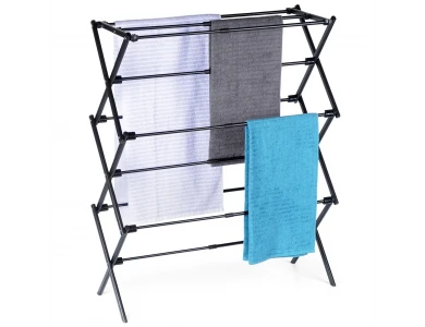 Vilde Drying Rack Vertical Πτυσσόμενη Απλώστρα Δαπέδου 3 Επιπέδων 47-78x94cm Μεταλλική, Μαύρη
