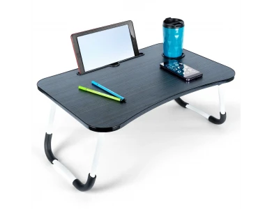 Vilde Laptop Desk, Τραπεζάκι για Laptop με Θήκη για Ποτήρι & Tablet, Gray