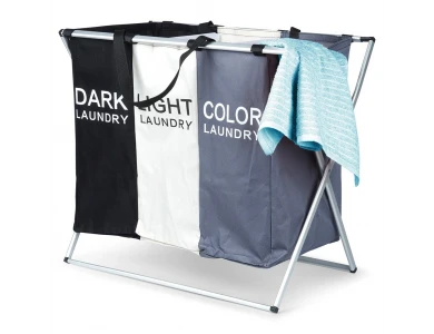 Vilde Laundry Basket Foldable, Καλάθι Απλύτων 3 Διαμερισμάτων Μεταλλικό 55x60x40cm