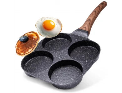 Vilde Premium Four-Cup Egg Pan Granite, Αντικολλητικό Τηγάνι 4 Θέσεων από Αλουμίνιο με Επίστρωση από Γρανίτη, 19cm