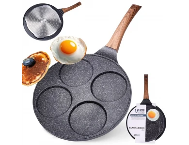Vilde Premium Four-Cup Egg Pan Granite, Αντικολλητικό Τηγάνι 4 Θέσεων από Αλουμίνιο με Επίστρωση από Γρανίτη, 26cm